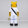 Custom Yellow and White Tiger Mascot Costume Adult Full Body Suit for Sports Events