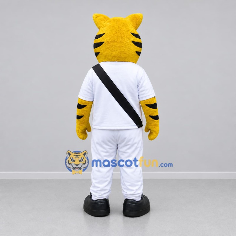 Custom Yellow and White Tiger Mascot Costume Adult Full Body Suit for Sports Events