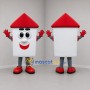 Custom White and Red House Mascot Costume Adult Full Body Suit for Real Estate Promotions