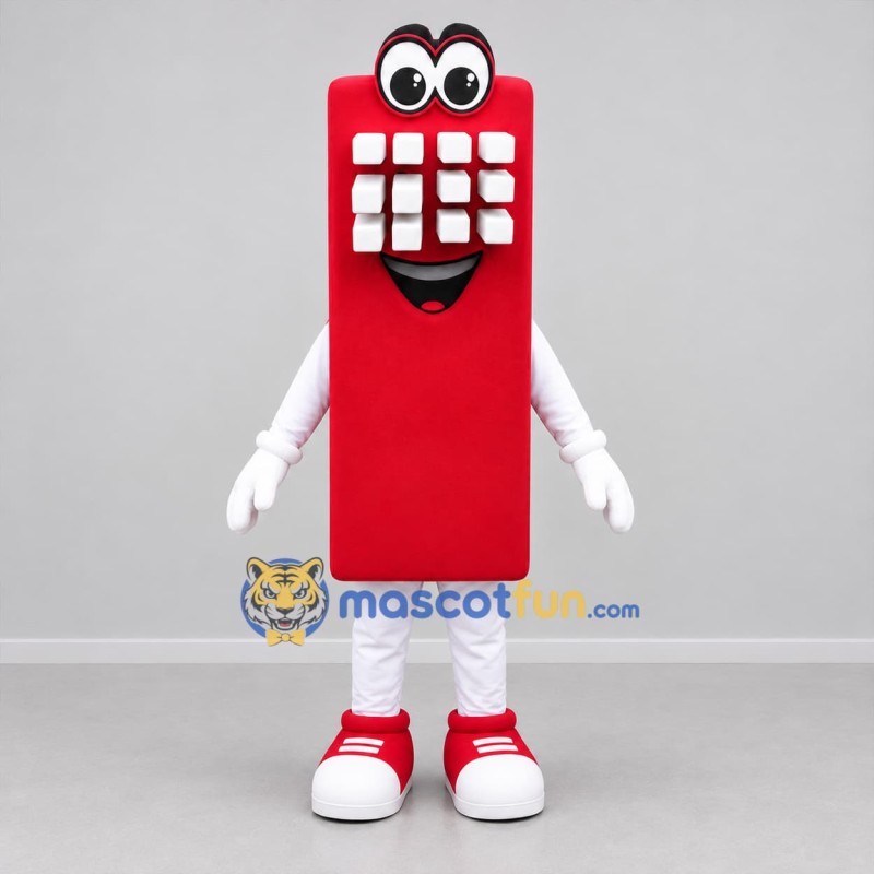 Custom Red and White Keypad Character Mascot Costume Adult Full Body Suit for Technology Events