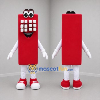 Custom Red and White Keypad Character Mascot Costume Adult Full Body Suit for Technology Events
