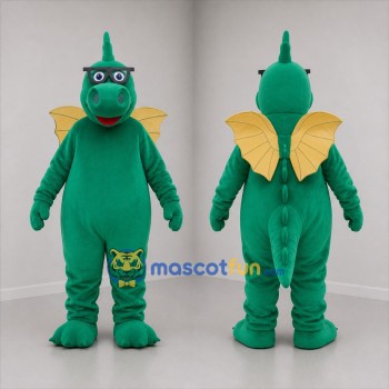 Custom Green and Yellow Dragon Mascot Costume Adult Full Body Suit for Children's Events