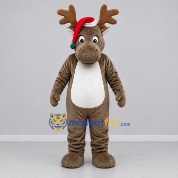 Custom Brown and White Christmas Moose Mascot Costume Adult Full Body Suit for Christmas Events