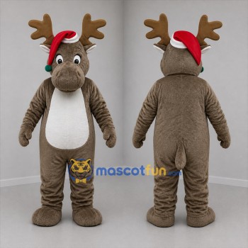 Custom Brown and White Christmas Moose Mascot Costume Adult Full Body Suit for Christmas Events