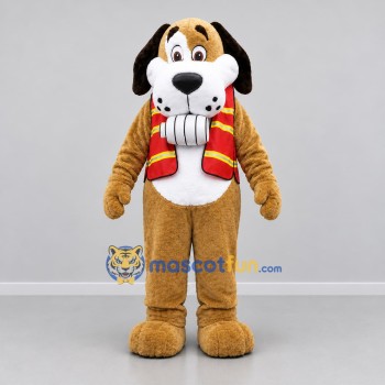 Custom Brown and White Dog Mascot Costume Adult Full Body Suit for Winter Events