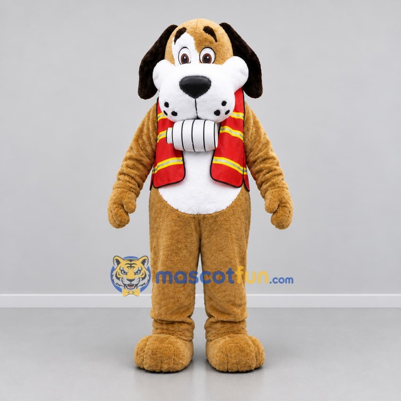 Custom Brown and White Dog Mascot Costume Adult Full Body Suit for Winter Events