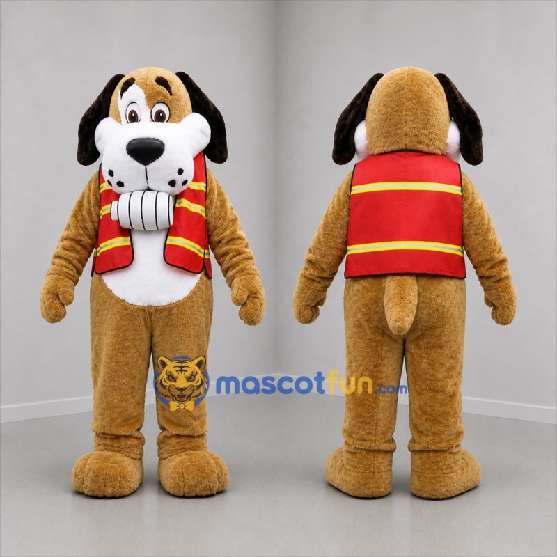Custom Brown and White Dog Mascot Costume Adult Full Body Suit for Winter Events