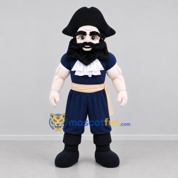 Custom Navy Blue and Black Pirate Mascot Costume Adult Full Body Suit for Costume Parties