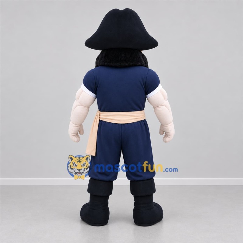 Custom Navy Blue and Black Pirate Mascot Costume Adult Full Body Suit for Costume Parties
