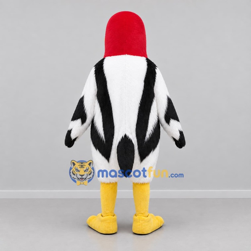 Custom Black White and Red Woodpecker Mascot Costume Adult Full Body Suit for Nature Events