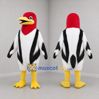 Custom Black White and Red Woodpecker Mascot Costume Adult Full Body Suit for Nature Events