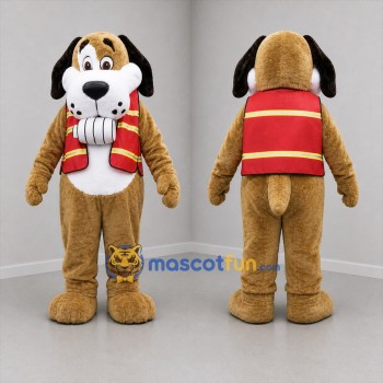 Custom Brown and White Dog Mascot Costume Adult Full Body Suit for Winter Events