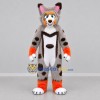 Custom Gray and Orange Lynx Mascot Costume Adult Full Body Suit for Wildlife Events