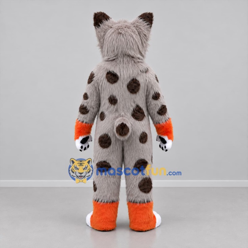 Custom Gray and Orange Lynx Mascot Costume Adult Full Body Suit for Wildlife Events