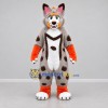 Custom Gray and Orange Lynx Mascot Costume Adult Full Body Suit for Zoo Events