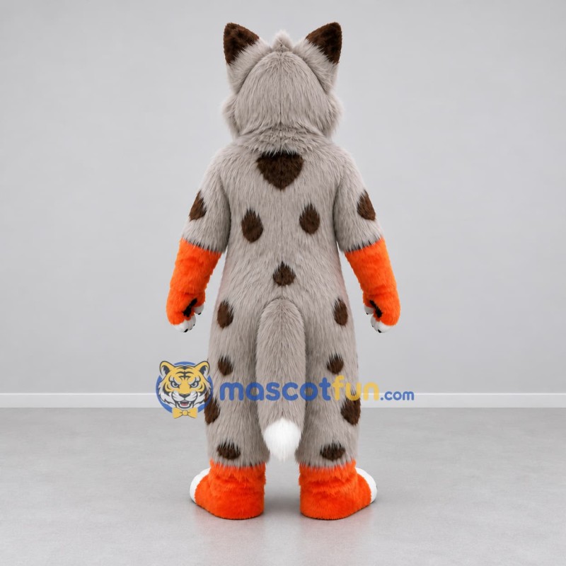 Custom Gray and Orange Lynx Mascot Costume Adult Full Body Suit for Zoo Events