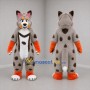 Custom Gray and Orange Lynx Mascot Costume Adult Full Body Suit for Zoo Events