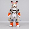 Custom Gray and Orange Lynx Mascot Costume Adult Full Body Suit for Wildlife Events