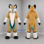 Custom Tan White and Turquoise Fox Mascot Costume Adult Full Body Suit for Costume Parties