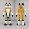 Custom Tan White and Turquoise Fox Mascot Costume Adult Full Body Suit for Children's Events