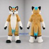 Custom Tan White and Turquoise Fox Mascot Costume Adult Full Body Suit for Costume Parties