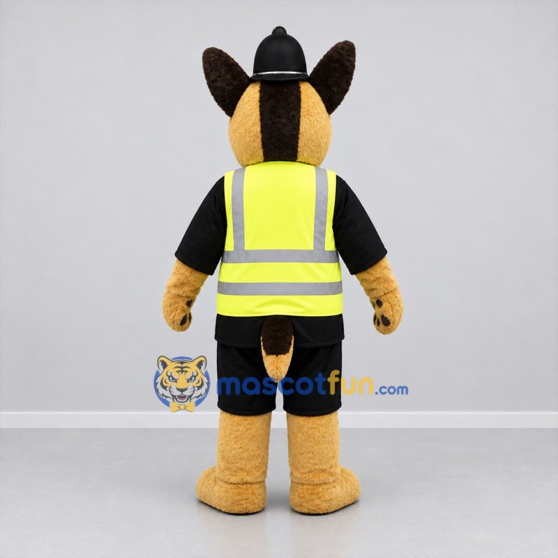 Custom Tan Black and Yellow Police Dog Mascot Costume Adult Full Body Suit for Community Events