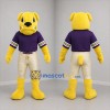Custom Yellow and Purple Bulldog Mascot Costume Adult Full Body Suit for Sports Events