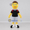 Custom Yellow and Black Schoolboy Mascot Costume Adult Full Body Suit for School Events