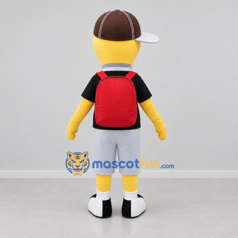 Custom Yellow and Black Schoolboy Mascot Costume Adult Full Body Suit for School Events