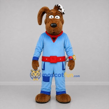 Custom Brown and Blue Worker Dog Mascot Costume Adult Full Body Suit for Community Events