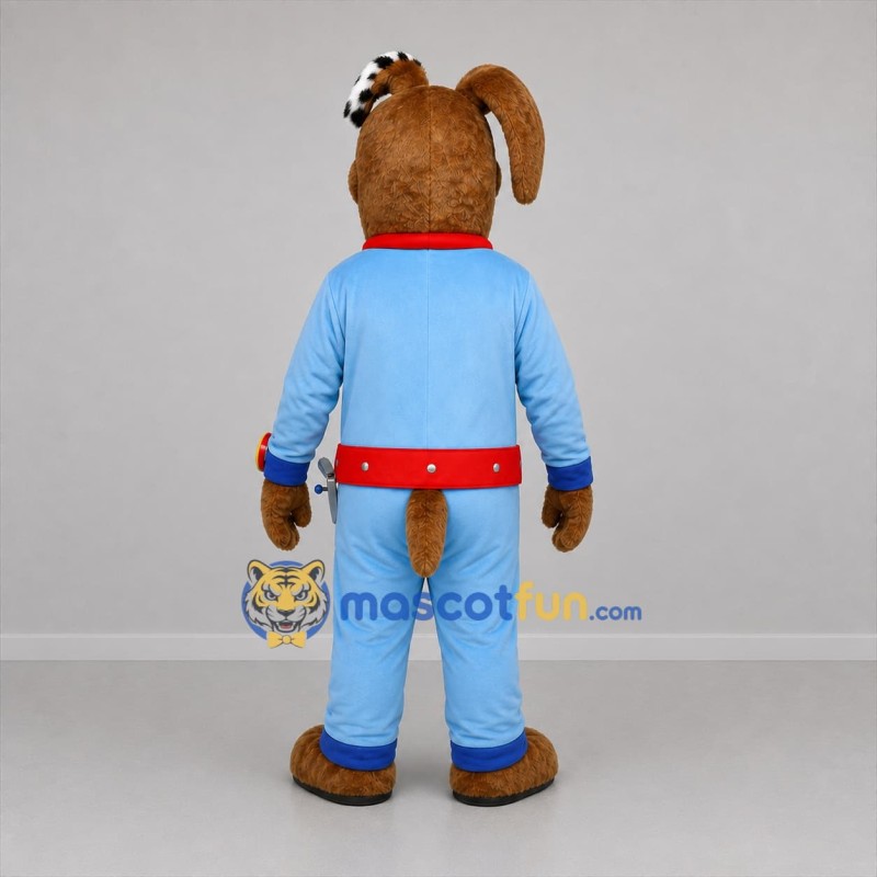 Custom Brown and Blue Worker Dog Mascot Costume Adult Full Body Suit for Community Events