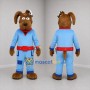 Custom Brown and Blue Worker Dog Mascot Costume Adult Full Body Suit for Community Events