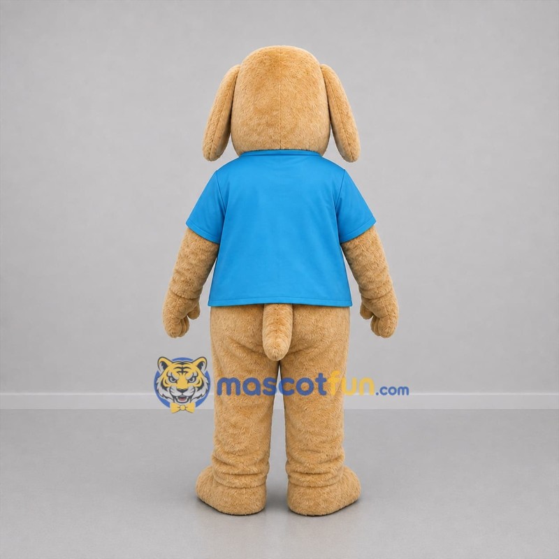 Custom Tan and Blue Dog Mascot Costume Adult Full Body Suit for Children's Events