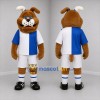 Custom Brown Blue and White Soccer Dog Mascot Costume Adult Full Body Suit for Soccer Games