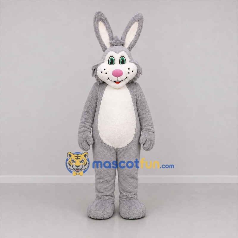 Custom Gray and White Rabbit Mascot Costume Adult Full Body Suit for Easter Events