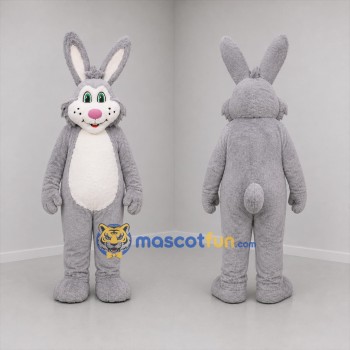 Custom Gray and White Rabbit Mascot Costume Adult Full Body Suit for Easter Events