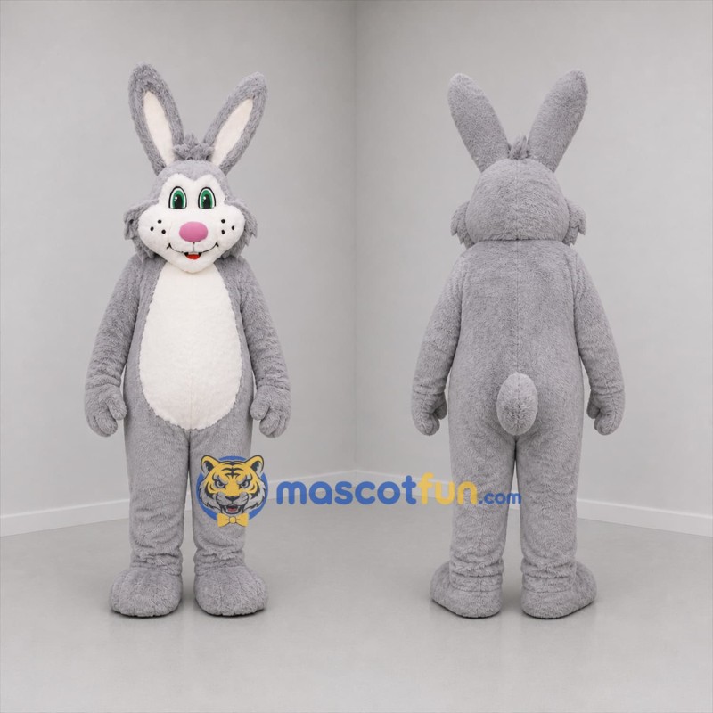 Custom Gray and White Rabbit Mascot Costume Adult Full Body Suit for Easter Events