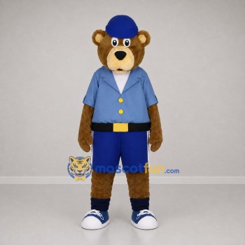 Custom Brown and Blue Bear Mascot Costume Adult Full Body Suit for Community Events