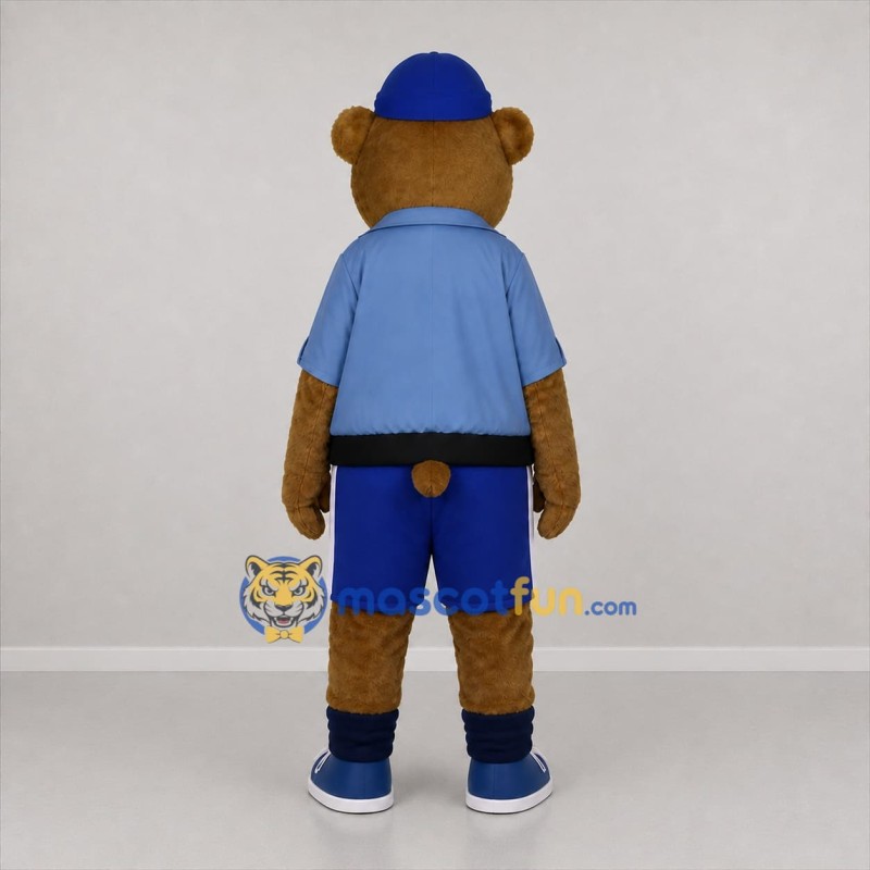 Custom Brown and Blue Bear Mascot Costume Adult Full Body Suit for Community Events