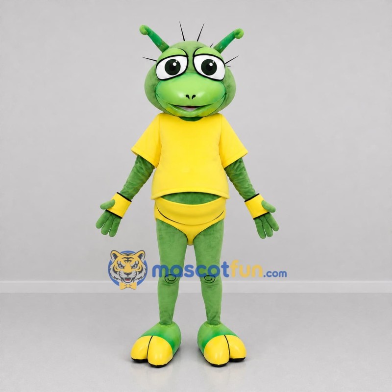 Custom Green and Yellow Alien Mascot Costume Adult Full Body Suit for Costume Parties