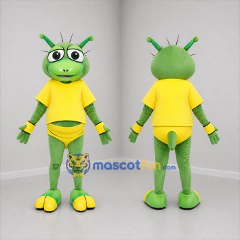 Custom Green and Yellow Alien Mascot Costume Adult Full Body Suit for Costume Parties