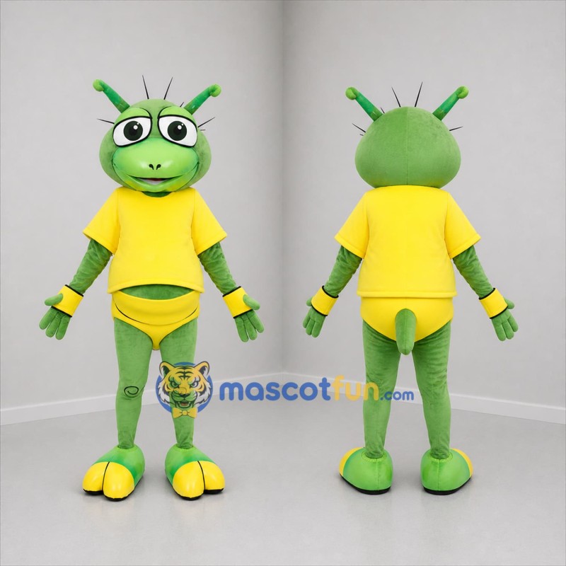 Custom Green and Yellow Alien Mascot Costume Adult Full Body Suit for Costume Parties
