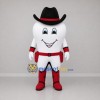 Custom White and Red Cowboy Tooth Mascot Costume Adult Full Body Suit for Dental Events