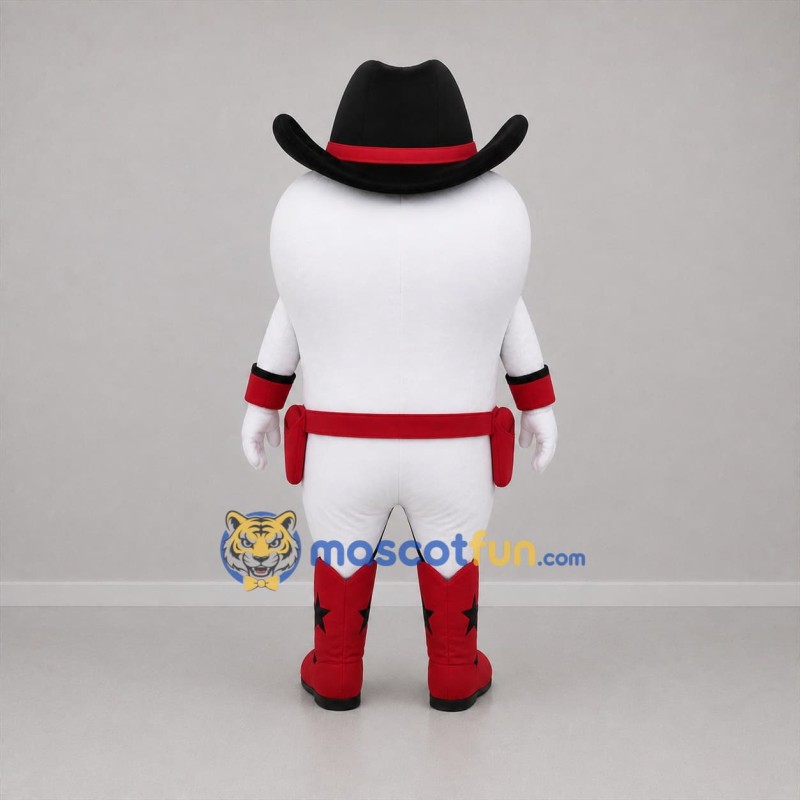 Custom White and Red Cowboy Tooth Mascot Costume Adult Full Body Suit for Dental Events