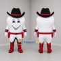 Custom White and Red Cowboy Tooth Mascot Costume Adult Full Body Suit for Dental Events