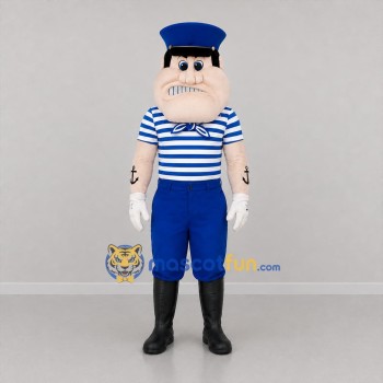 Custom Blue and White Sailor Mascot Costume Adult Full Body Suit for Nautical Events