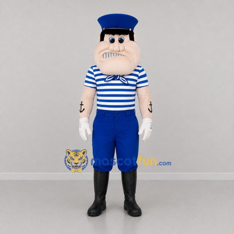 Custom Blue and White Sailor Mascot Costume Adult Full Body Suit for Nautical Events