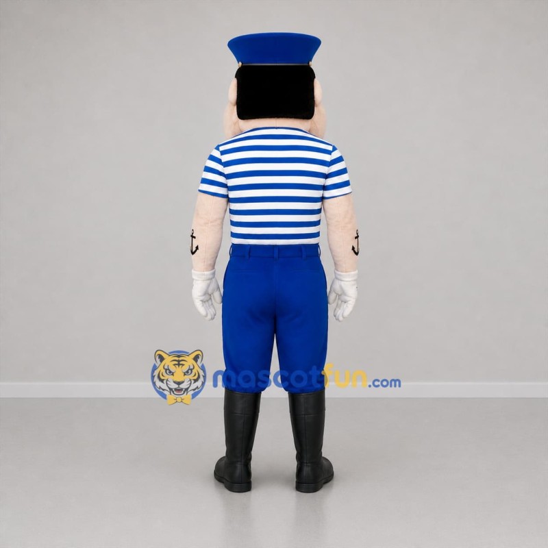 Custom Blue and White Sailor Mascot Costume Adult Full Body Suit for Nautical Events