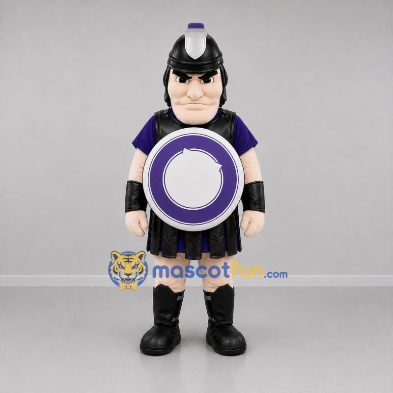 Custom Black and Purple Ancient Warrior Mascot Costume Adult Full Body Suit for Historical Events