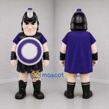 Custom Black and Purple Ancient Warrior Mascot Costume Adult Full Body Suit for Historical Events